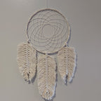 Macrame Dream Catcher Large Cotton Feathers Gold Ring Bohemian Decor 27 inch