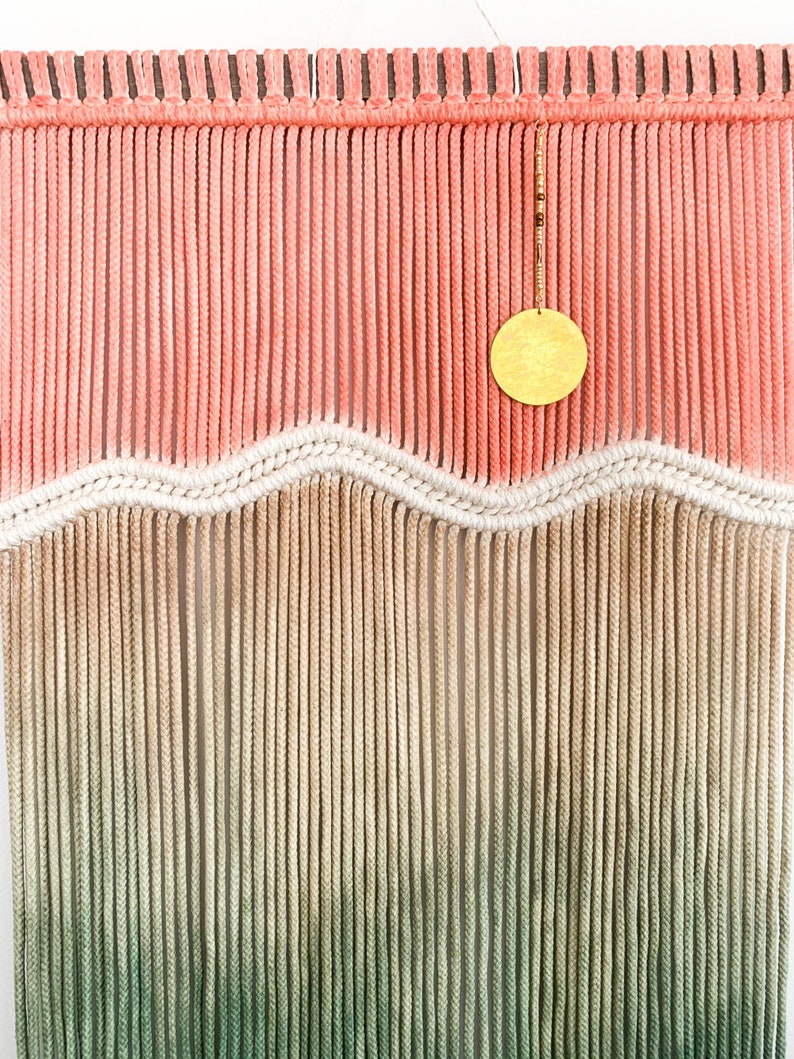 Sunset Macrame Wall Hanging, Moon Fiber Art Tapestry, Boho Dip Dye Constellation Wall Decor