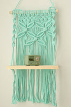 Macrame Wall Shelf Rope Hanging Shelf Rustic Wood Shelf Boho Kitchen Decor, 30 cm Wide