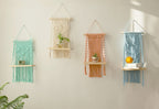 Macrame Wall Shelf Rope Hanging Shelf Rustic Wood Shelf Boho Kitchen Decor, 30 cm Wide