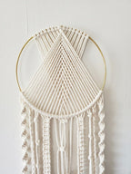 Macrame Dream Catcher Wall Hanging 8" Gold Ring with Tassels Bohemian Decor
