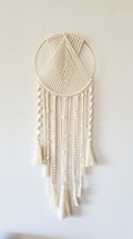 Macrame Dream Catcher Wall Hanging 8" Gold Ring with Tassels Bohemian Decor