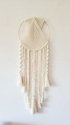 Macrame Dream Catcher Wall Hanging 8" Gold Ring with Tassels Bohemian Decor