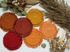 Macramé Coaster Set of 4, Handmade Cotton Cord, Bohemian Table Decor, Plant Pot Placemat, Absorbent, 5.5 inches