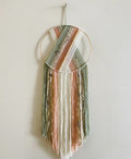 Light Green Pink Beaded Yarn Macrame Wall Hanging Dreamcatcher Hoop Decor