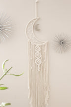Macrame Dreamcatcher Wall Hanging Crescent Moon Cotton Wood 7.8x38 Inches