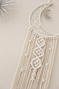 Macrame Dreamcatcher Wall Hanging Crescent Moon Cotton Wood 7.8x38 Inches