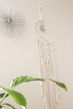 Macrame Dreamcatcher Wall Hanging Crescent Moon Cotton Wood 7.8x38 Inches