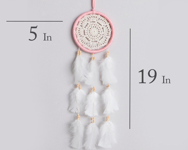 Pink Dreamcatcher Bundle Boho Wall Hanging Girls Room Decor Set with Light Catcher