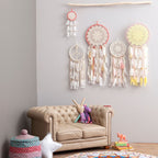 Pink Dreamcatcher Bundle Boho Wall Hanging Girls Room Decor Set with Light Catcher