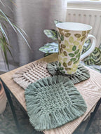 Macrame Coaster Astrantia - Handmade Boho Table Decor, 100% Recycled Cotton