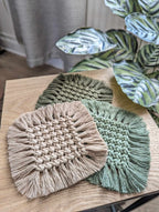 Macrame Coaster Astrantia - Handmade Boho Table Decor, 100% Recycled Cotton