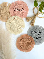 Macrame Coasters Set of 1, Boho Bar & Plant Mats, 100% Cotton, Earthy Tones, 5-6 inch
