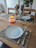 Macrame Placemat Lotus - Boho Table Decor, Scandi Style, 22cm x 35cm, Recycled Cotton