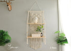 Bohemian Macrame Hanging Shelf 1 Tier Natural Cotton Wall Mounted for Plants Books Crafts 50cm