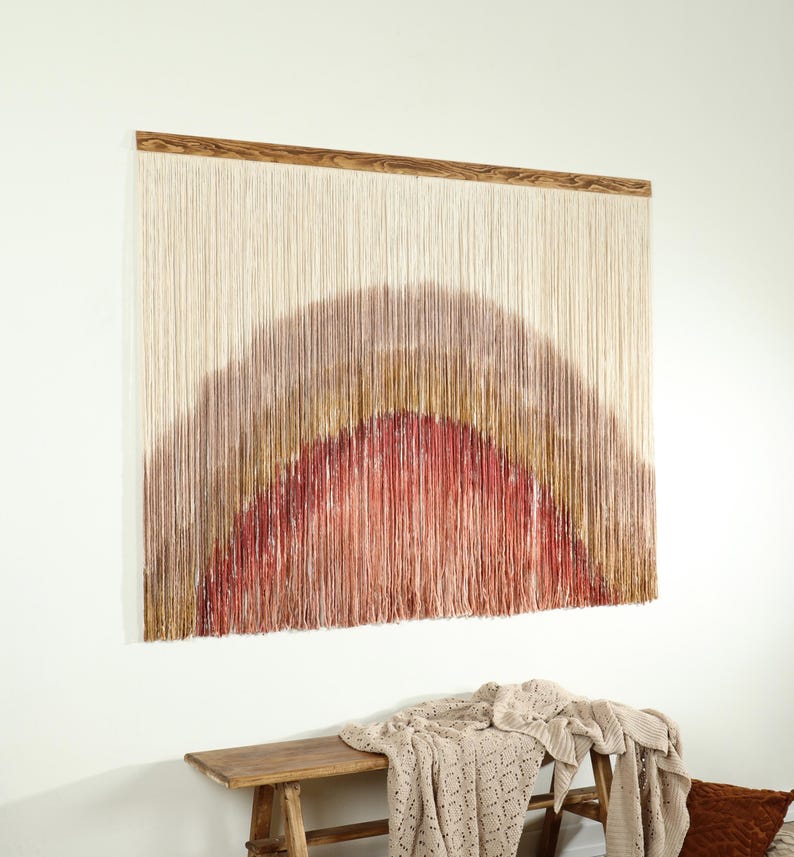 Large Dip-Dyed Macrame Wall Hanging 48x48 Inches Boho Fiber Art Decor