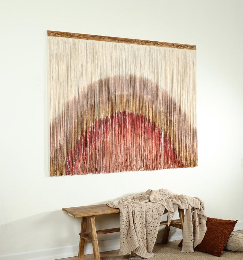 Large Dip-Dyed Macrame Wall Hanging 48x48 Inches Boho Fiber Art Decor