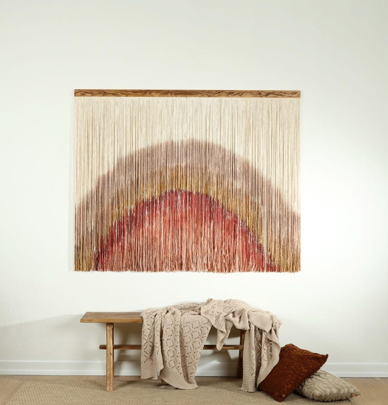 Large Dip-Dyed Macrame Wall Hanging 48x48 Inches Boho Fiber Art Decor