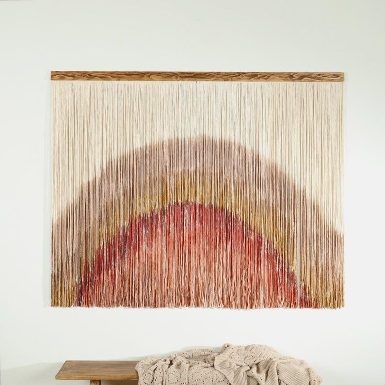 Large Dip-Dyed Macrame Wall Hanging 48x48 Inches Boho Fiber Art Decor