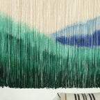Blue Dip Dye Macrame Wall Hanging, Boho Coastal Fiber Art, 60x40 inch