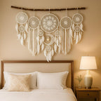 Macrame Moon Dreamcatcher Wall Hanging, Boho Handmade Home Decor, 100 cm, 8 Colors