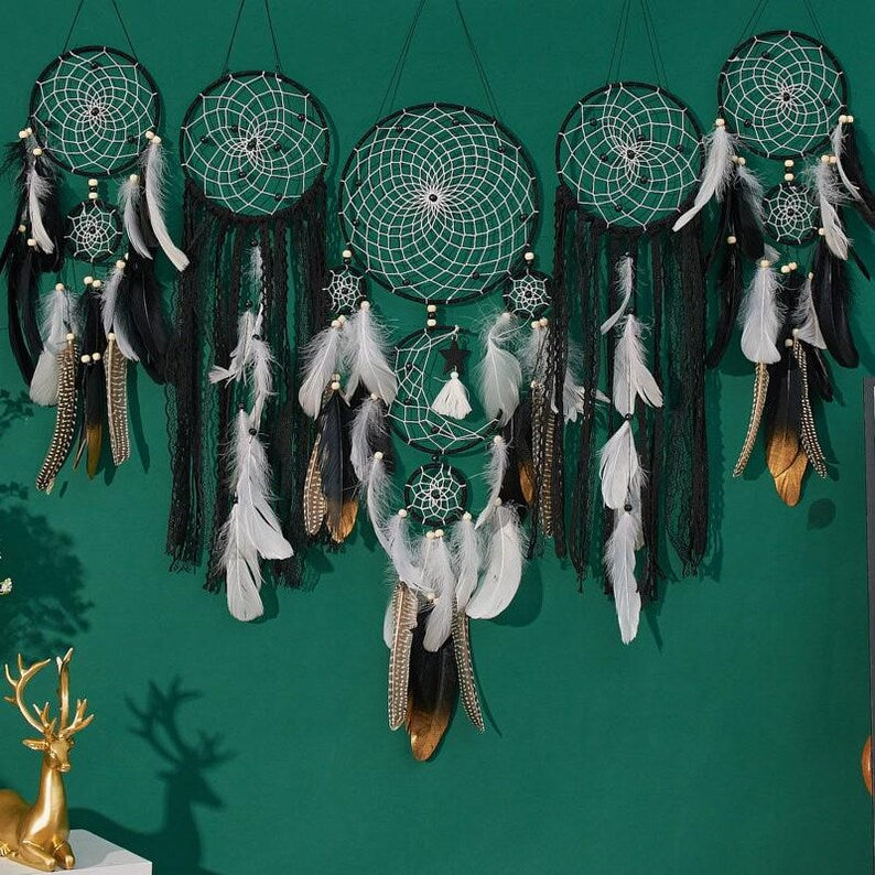 Macrame Moon Dreamcatcher Wall Hanging, Boho Handmade Home Decor, 100 cm, 8 Colors