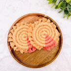 Macrame Car Coasters Set of 2 – Handmade Cotton Cup Holder Coasters, Boho Two-Tone