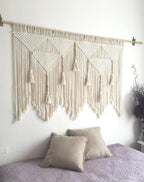Macrame Headboard Wall Art Large Hanging Boho Tapestry Off White