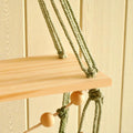 Macrame Floating Shelf Wall Hanging with Pine Wood Shelf, Boho Leaf Decor for Bedroom, Natural Cotton Rope