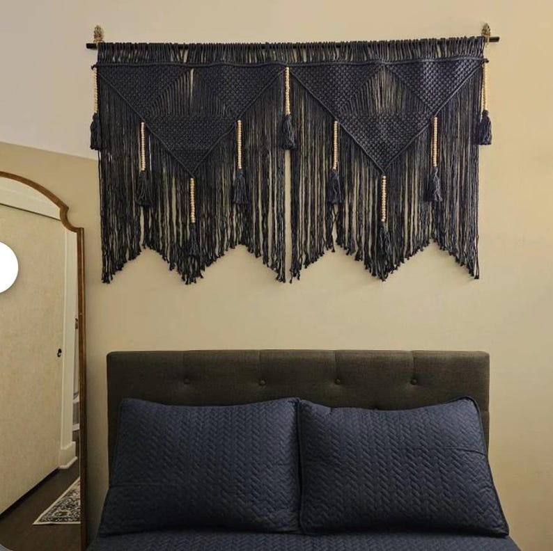 Macrame Headboard Wall Art Large Hanging Boho Tapestry Off White