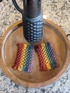 Rainbow Macrame Mug Rugs Set of 2 Coasters Boho Handmade Cotton Drinkware Accessories