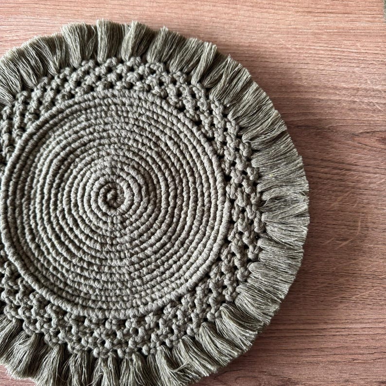 Round Macrame Placemat Boho Cotton Table Decor 11-14 Inch