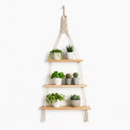 Macrame Hanging Shelf 3 Tier Wall Decor, Boho Plant Shelf, Wooden Rope Shelf, Nordic Wall Organizer