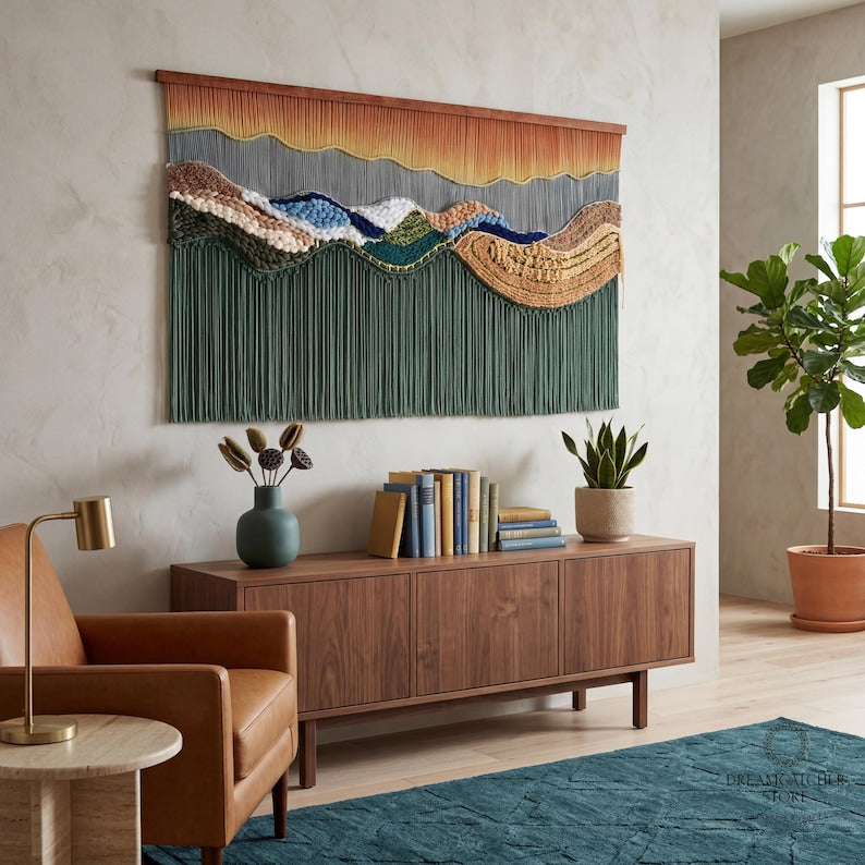Large Macrame Wall Hanging, Handmade Cotton Tapestry, Modern Farmhouse Wall Decor, Sizes S-M-L