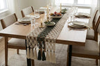 Cotton Macrame Table Runner Two Tone Handmade Boho Farmhouse Decor