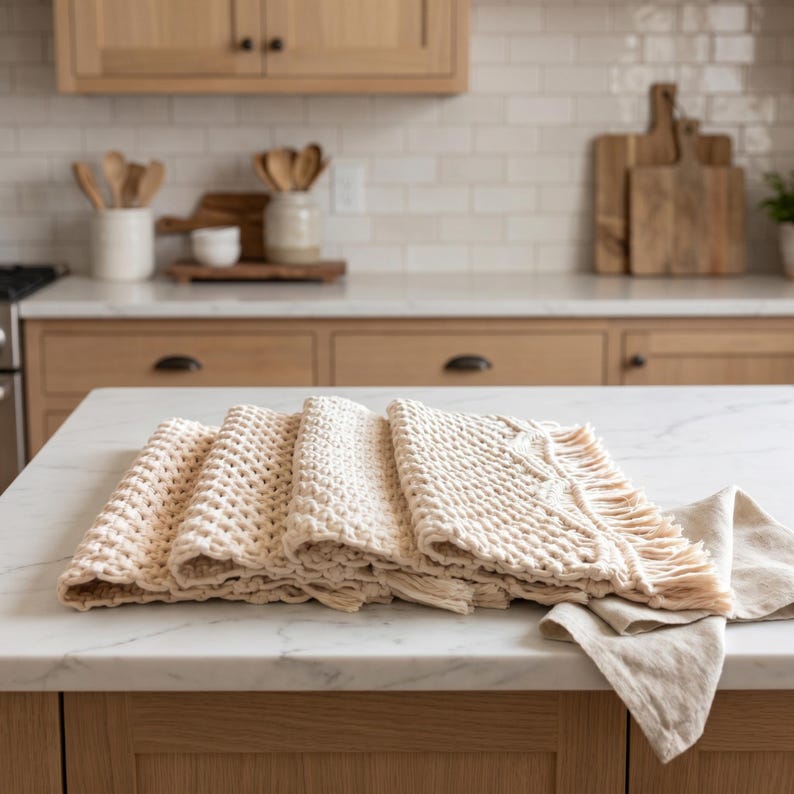 Macrame Placemats Set of 4 Cotton Woven Table Mats 30x50cm Boho Kitchen Dining Table Decor
