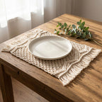Macrame Placemats Set of 4 Cotton Woven Table Mats 30x50cm Boho Kitchen Dining Table Decor