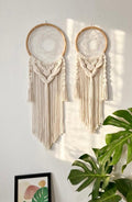 Macrame Dream Catcher Wall Hanging, Boho Bedroom Decor, Cotton Natural Material