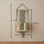 Sage Green Boho Macrame Wall Shelf with Wood Board, Handmade Cotton Rope Floating Shelf Decor