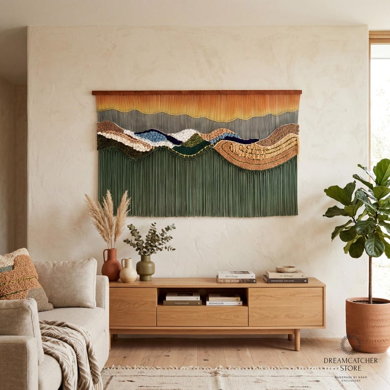 Large Macrame Wall Hanging, Handmade Cotton Tapestry, Modern Farmhouse Wall Decor, Sizes S-M-L