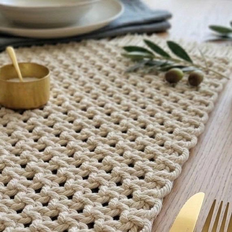 Boho Macrame Table Runner with Tassels, 18-108 inch, Dining & Coffee Table Decor