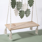 Macrame Maple Leaf Wall Shelf Handwoven Cotton Rope Hanging Shelf Autumn Boho Floating Shelf