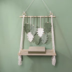 Macrame Maple Leaf Wall Shelf Handwoven Cotton Rope Hanging Shelf Autumn Boho Floating Shelf