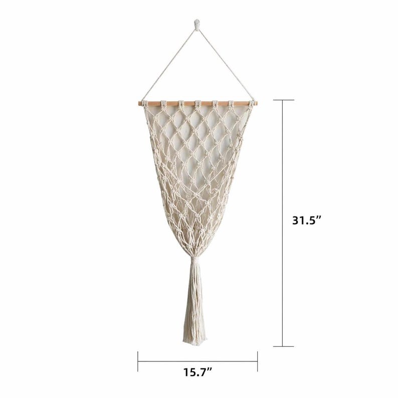 Boho Macrame Hanging Fruit Basket Wall Mounted Cotton Fruit Hammock Rustic Kitchen Organizer for Small Space RV Decor