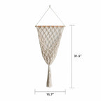 Boho Macrame Hanging Fruit Basket Wall Mounted Cotton Fruit Hammock Rustic Kitchen Organizer for Small Space RV Decor