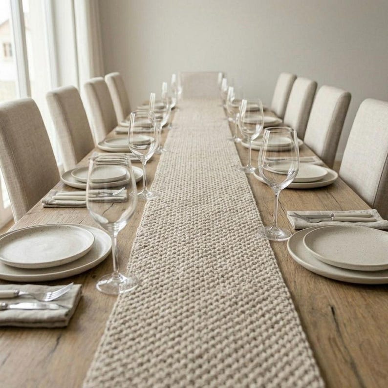 Boho Macrame Table Runner with Tassels, 18-108 inch, Dining & Coffee Table Decor