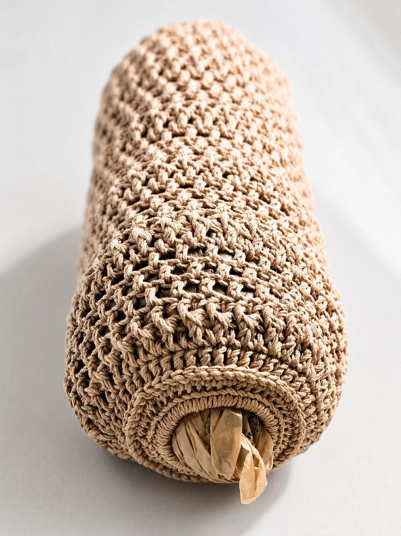 Crochet Grocery Bag Holder | Hanging Plastic Bag Dispenser | Mesh Kitchen Storage Organizer