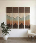 Macrame Wall Hanging Set Dip Dye Coastal Fiber Art Wall Panels, Cotton Rope, Cream Brown Terracotta, 11.8x4 inches, 59 inches Long