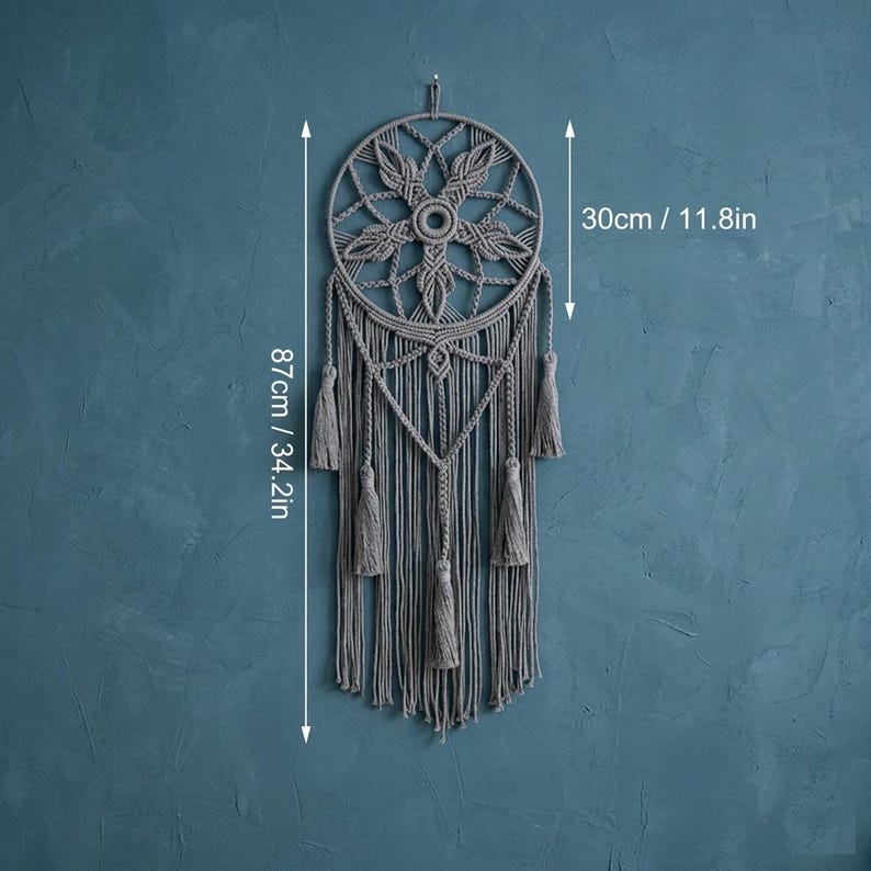 Large Round Macrame Dreamcatcher Boho Tassel Woven Wall Hanging, 30 cm Iron Ring, Cotton Cord, 4 Colors