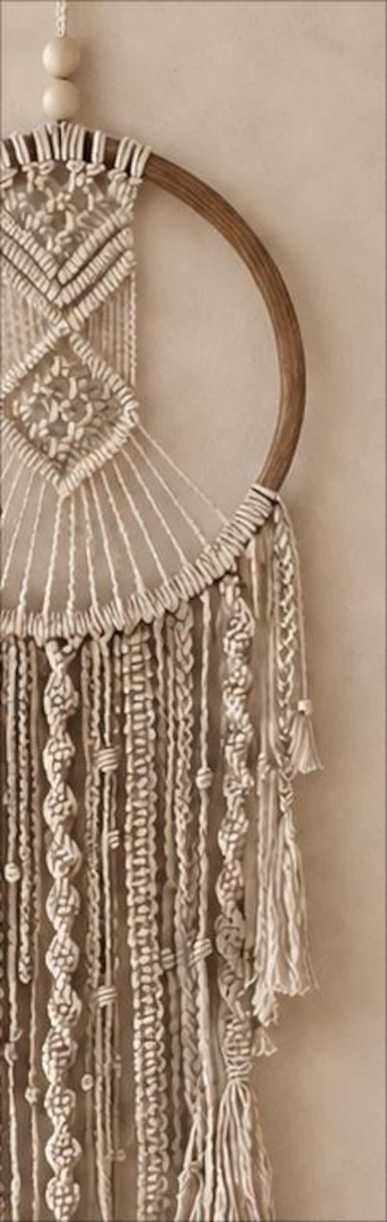 Boho Macrame Wall Hanging, Large Dream Catcher Wall Decor, Handmade Neutral Home Decor, Rustic Fiber Art